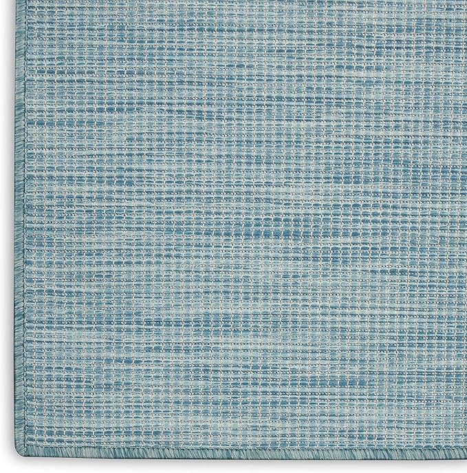 Nourison Positano Indoor-Outdoor Aqua 4' x 6' Area Rug, Easy Cleaning, Non Shedding, Bed Room, Living Room, Dining Room, Backyard, Deck, Patio (4x6)