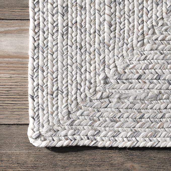 nuLOOM Oval 3' x 5' Solid Hand Braided Indoor/Outdoor Area Rug, Pet-Friendly, High Traffic, Weather Resistant, for Patio, Balcony, Bedroom, Living, Dining Room, Wynn Ivory