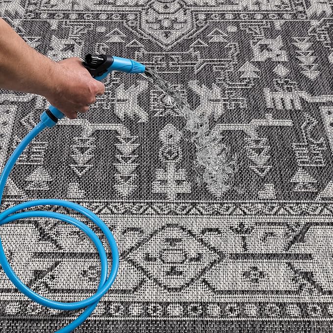 Keen Home Design Terrace Outdoor Round Rug - 5ft Round Washable Indoor/Outdoor Rug for Patio, Kitchen, Balcony, Beach, Garden, Deck and Porch, Size: 5'3" Round