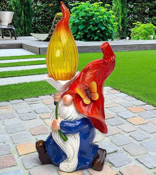 Daisy & Olive | Garden Gnome, Solar Large Gnomes, Outdoor Decorations for Patio, Solar Garden Gnomes Outdoor, Garden Gnome Gifts, Outdoor Garden Decor, Sister Gift | Gift for Women| Yard Decor.