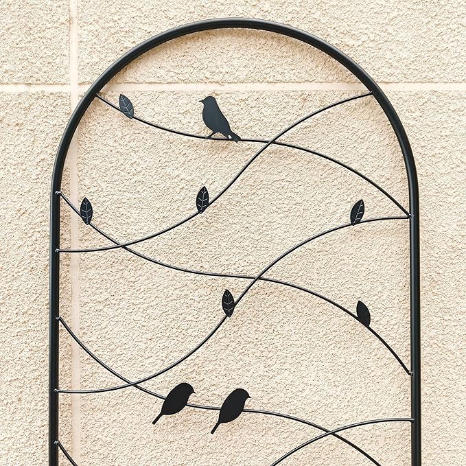 Metal Garden Trellis Rustproof Trellis for Climbing Plants Outdoor Flower Support Bird Deco (Black-4 Pack, 71"x19.7")