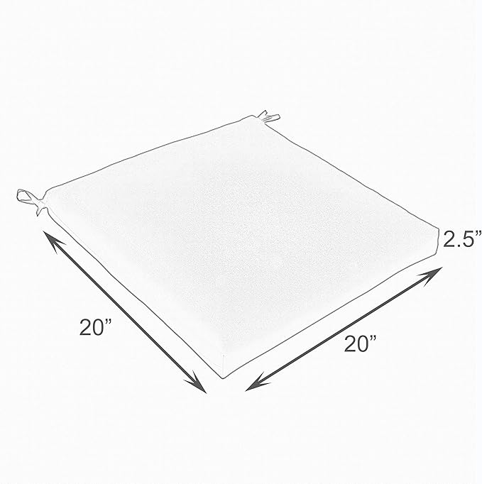 Sorra Home Sunbrella Bristol Square Chair Cushion (Set of 2) - Fade & Water Resistant, Outdoor & Indoor Patio Seat Cushion with Plush Foam - Cabana Classic (20" x 20" x 2.5")