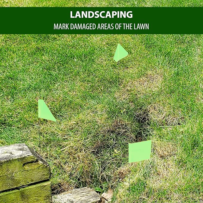 Fluorescent Lime Marking Flags 1000 Pack - 4x5x15 Inch Marker Flags for Outside - Markers For Lawn, Irrigation, Landscaping, Survey & Sprinkler Head Marking