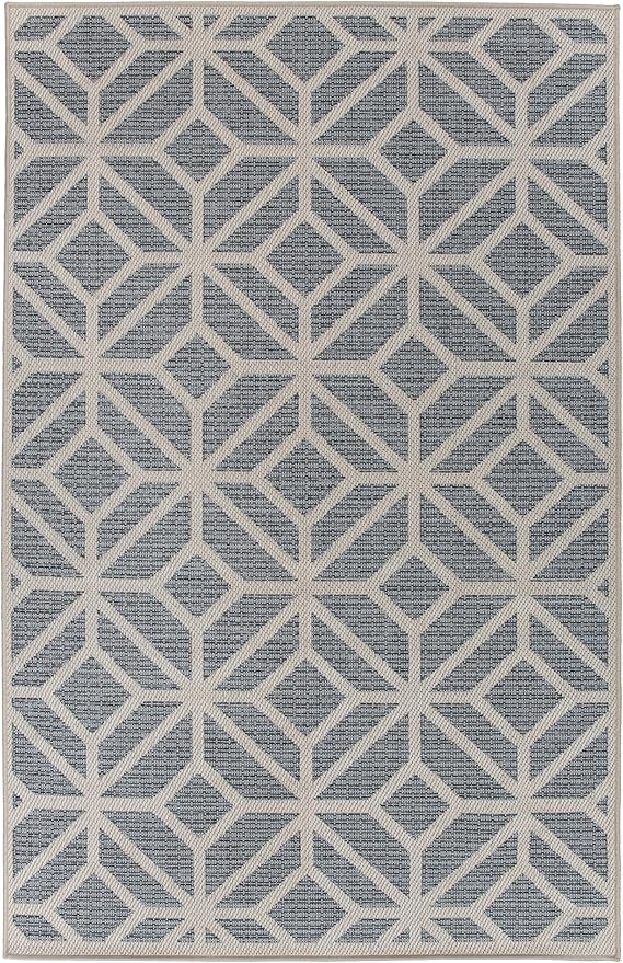 Rugshop Contemporary Geometric Indoor/Outdoor Area Rug 4' X 6' Blue