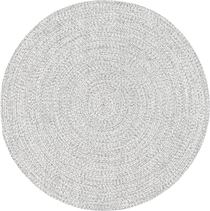 nuLOOM 8' Round Solid Hand Braided Indoor/Outdoor Area Rug, Pet-Friendly, High Traffic, Weather Resistant, for Patio, Balcony, Bedroom, Living, Dining Room, Wynn Ivory
