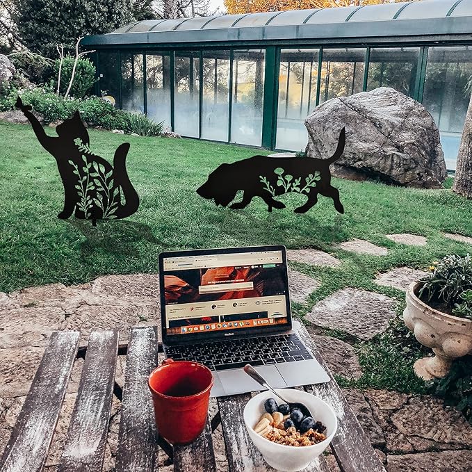 Basset Hound Metal Dog Stake Garden Garden Statue, Yard Decoration Art Lawn, Dog Gifts for Dog Lovers, Outdoor Home Decoration Metal Animal Statue