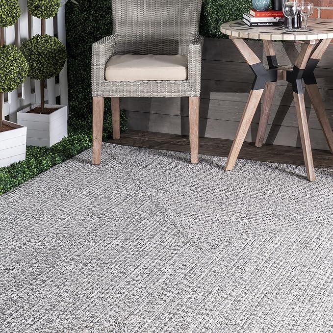 nuLOOM 2' x 16' Solid Hand Braided Indoor/Outdoor Area Rug, Pet-Friendly, High Traffic, Weather Resistant, for Patio, Balcony, Bedroom, Living, Dining Room, Wynn Salt and Pepper