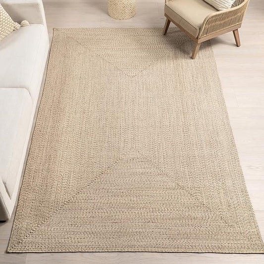 nuLOOM 2' x 3' Solid Hand Braided Indoor/Outdoor Area Rug, Pet-Friendly, High Traffic, Weather Resistant, for Patio, Balcony, Bedroom, Living Room, Dining Room, Wynn Tan