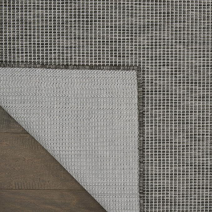 Nourison Home Positano Charcoal 8' x 10' Area Rug, Modern, Solid, Indoor/Outdoor, Easy Cleaning, Non Shedding, Bed Room, Living Room, Deck, Backyard