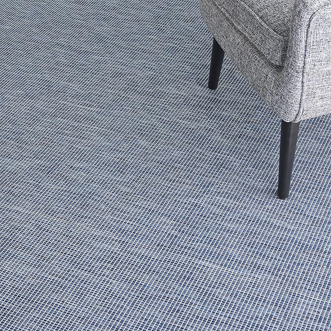 Nourison Home Positano Indoor/Outdoor Navy Blue 6' x Round Area Rug, Easy Cleaning, Non Shedding, Bed Room, Living Room, Dining Room, Backyard, Deck, Patio (6 Round)