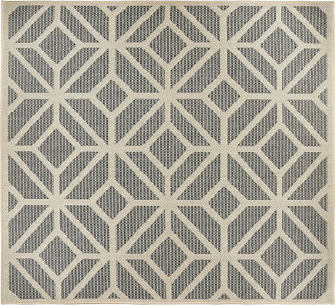 Rugshop Contemporary Geometric Indoor/Outdoor Square Rug 6' 6" Blue